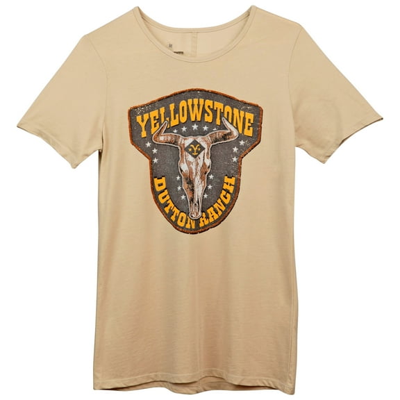 Yellowstone Dutton Ranch Distressed Cattle Head Emblem T-Shirt-Small