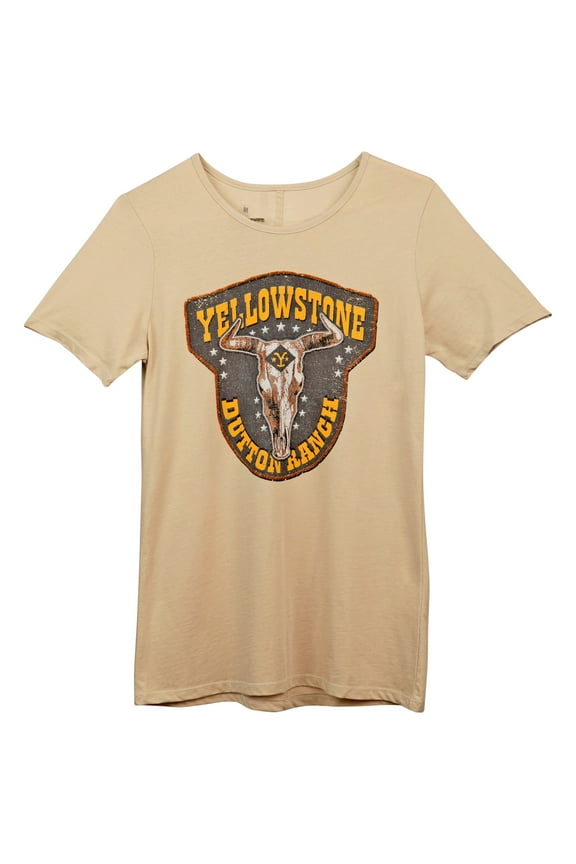 Dutton Ranch Distressed Cattle Head Emblem T-Shirt-Small
