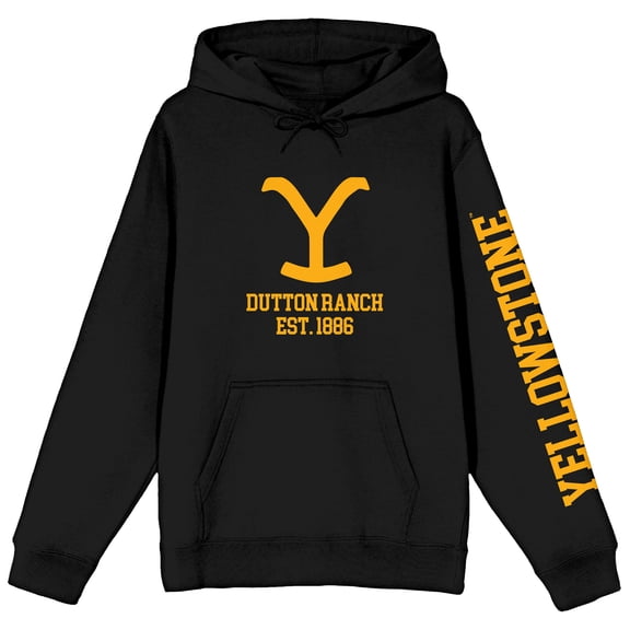 Yellowstone Dutton Ranch Est. 1886 Long Sleeve Black Adult Hooded Sweatshirt-4XL