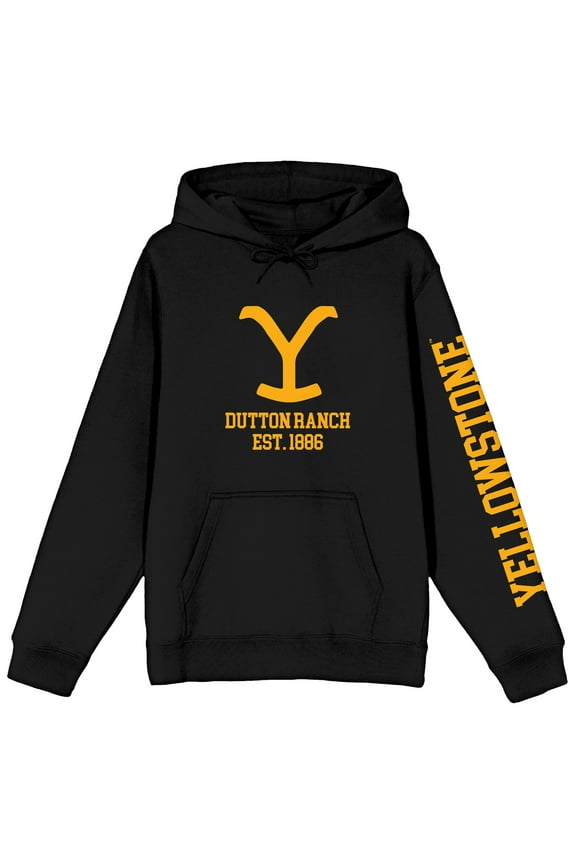 Yellowstone Dutton Ranch Est. 1886 Long Sleeve Black Adult Hooded Sweatshirt-5XLB