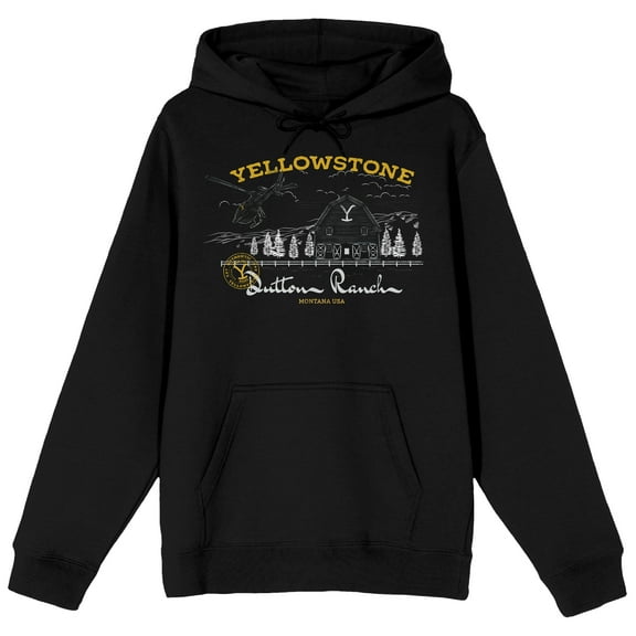 Yellowstone Dutton Ranch Forest Composition Chest Art Men's Black Sweatshirt-XL