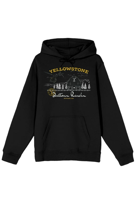 Yellowstone Dutton Ranch Forest Composition Chest Art Men's Black Sweatshirt-XS