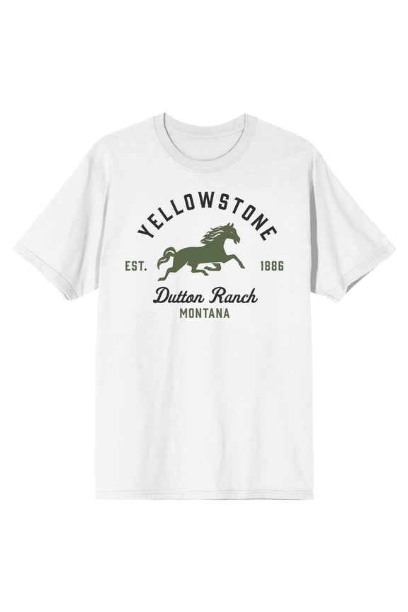Yellowstone Dutton Ranch Horse Logo Juniors White T-shirt-Small