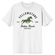 Yellowstone Dutton Ranch Horse Logo Juniors White T-shirt-XL