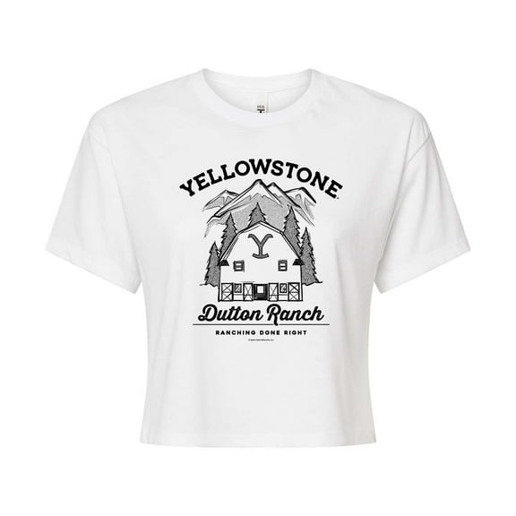 Yellowstone  - Dutton Ranch  - Juniors Cropped Cotton Blend T-Shirt