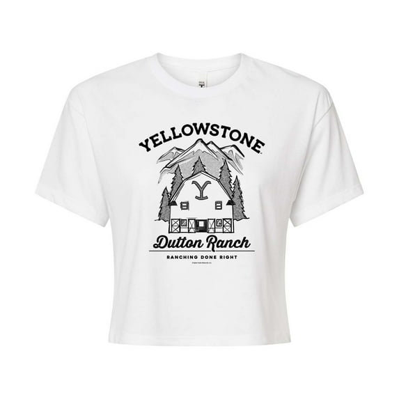 Yellowstone - Dutton Ranch - Juniors Cropped Cotton Blend T-Shirt