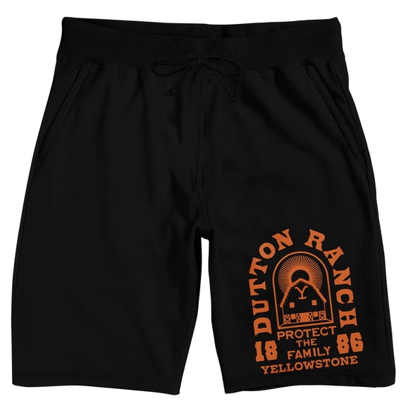 Yellowstone Dutton Ranch Logo Men's Black Lounge Shorts-XL