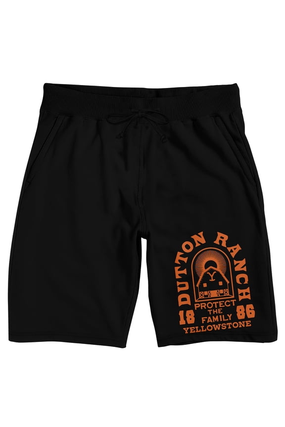Yellowstone Dutton Ranch Logo Men's Black Lounge Shorts-XS