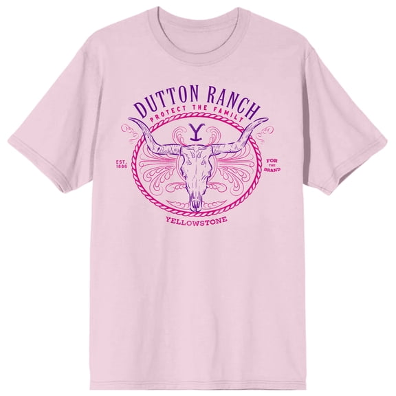 Yellowstone Dutton Ranch Logo Men's Pink Short Sleeve Tee-XL