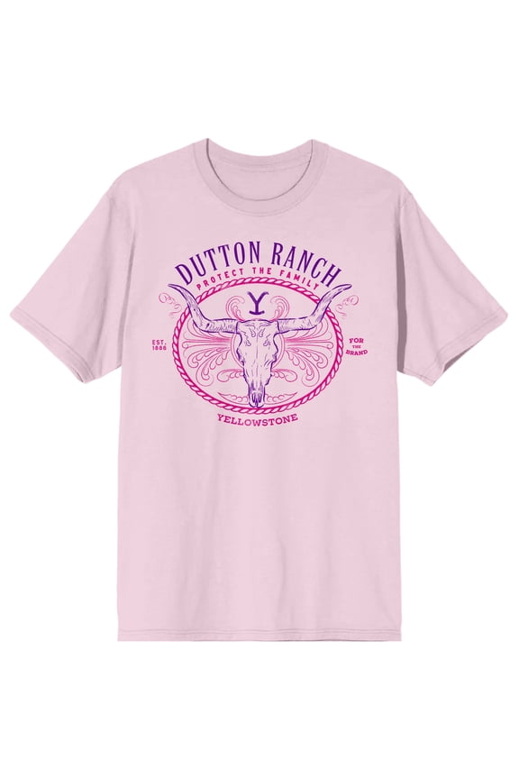 Yellowstone Dutton Ranch Logo Men's Pink Short Sleeve Tee-XXL