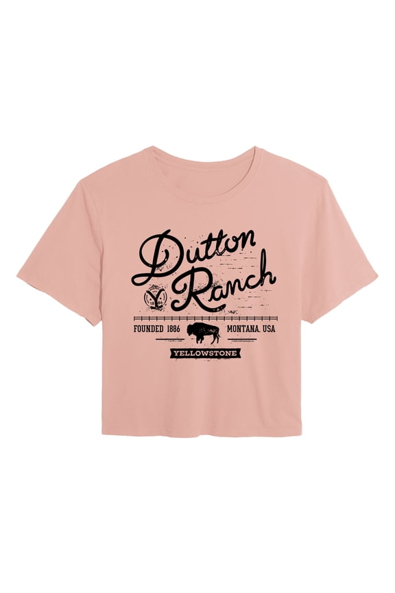 - Dutton Ranch Logo Scene - Juniors Cropped Graphic T-Shirt