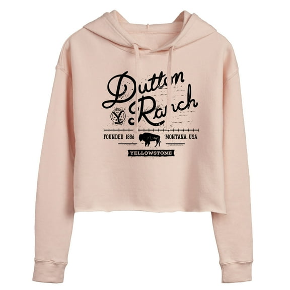 Yellowstone  - Dutton Ranch Logo Scene  - Juniors Cropped Pullover Hoodie