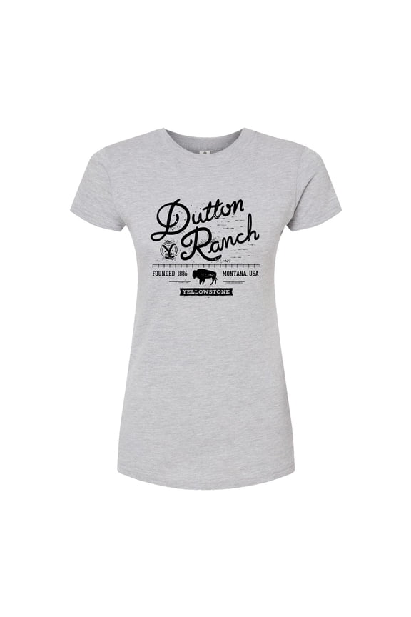 - Dutton Ranch Logo Scene - Juniors Fitted Graphic T-Shirt