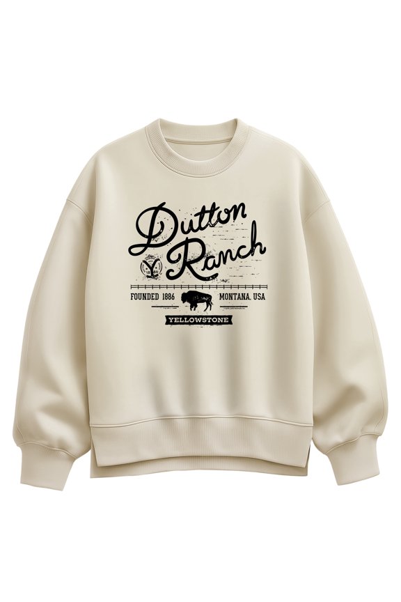 - Dutton Ranch Logo Scene - Women's Oversized Fleece Crew Sweatshirt