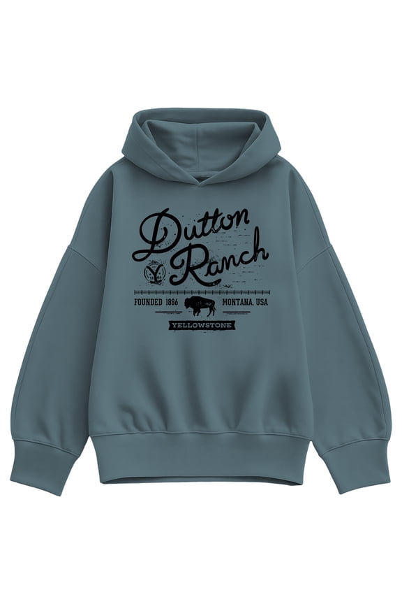 - Dutton Ranch Logo Scene Oversized Fleece Hoodie Sweatshirt