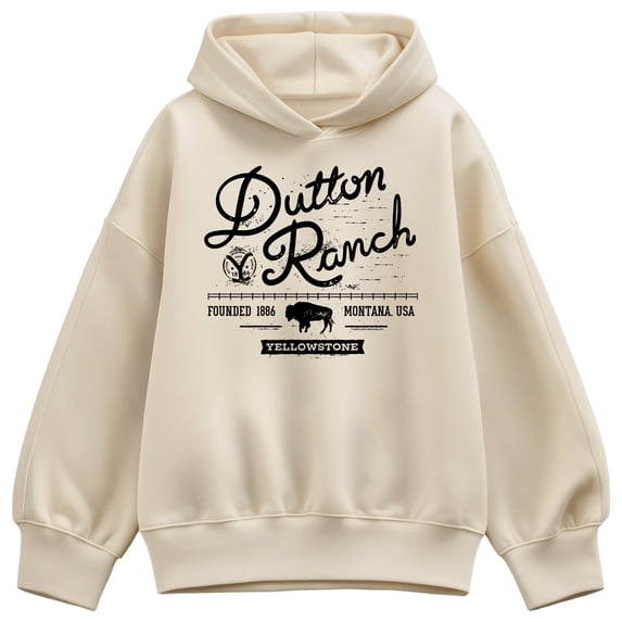 Yellowstone - Dutton Ranch Logo Scene Oversized Fleece Hoodie Sweatshirt