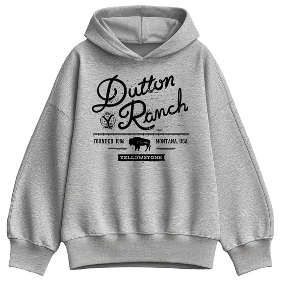 Yellowstone - Dutton Ranch Logo Scene Oversized Fleece Hoodie Sweatshirt