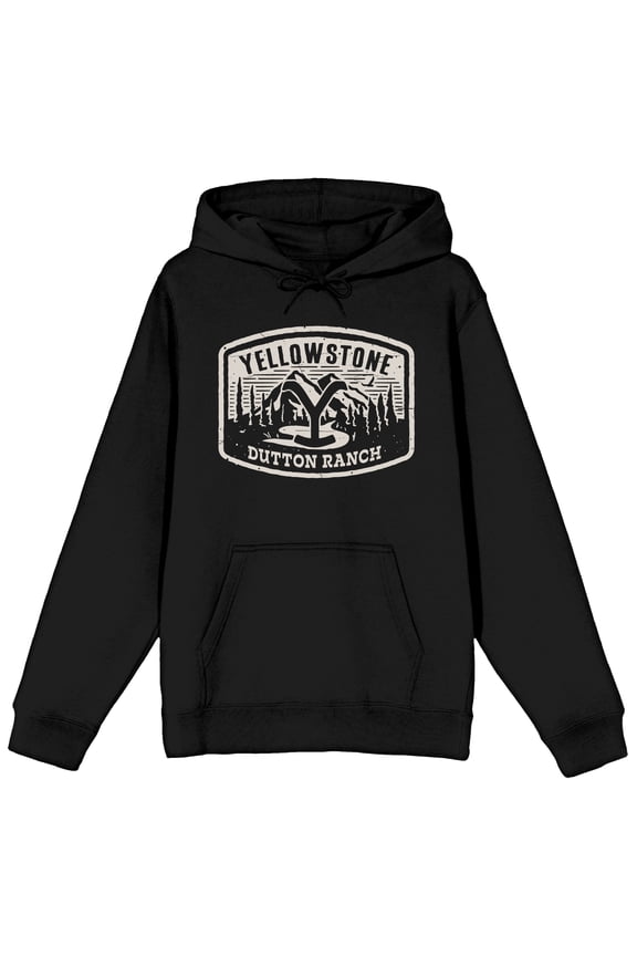 Yellowstone Dutton Ranch Patch Mens Black Graphic Hoodie -L