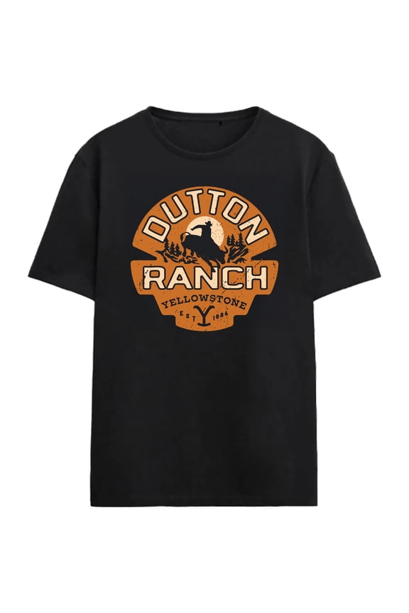 Yellowstone Dutton Ranch Seal Adult Black Crew Neck Short Sleeve T-shirt - XS