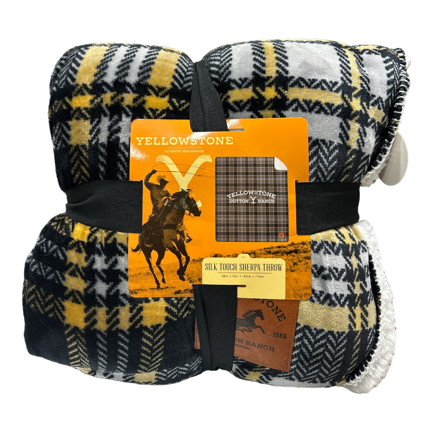 Yellowstone Rancher Plaid Silk Touch Reversible Sherpa Throw, 60" x 70"