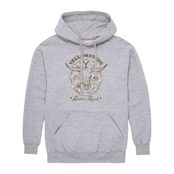Yellowstone - Dutton Ranch Skull Flowers - Men's Fleece Hoodie Sweatshirt