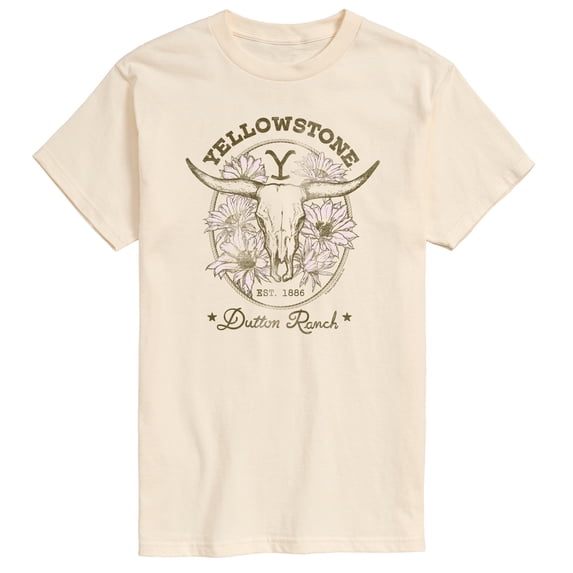 Yellowstone - Dutton Ranch Skull Flowers - Men's Short Sleeve Graphic T-Shirt
