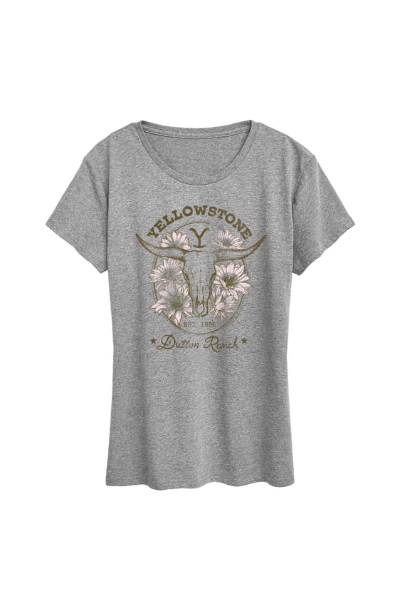 - Dutton Ranch Skull Flowers - Women's Short Sleeve Graphic T-Shirt