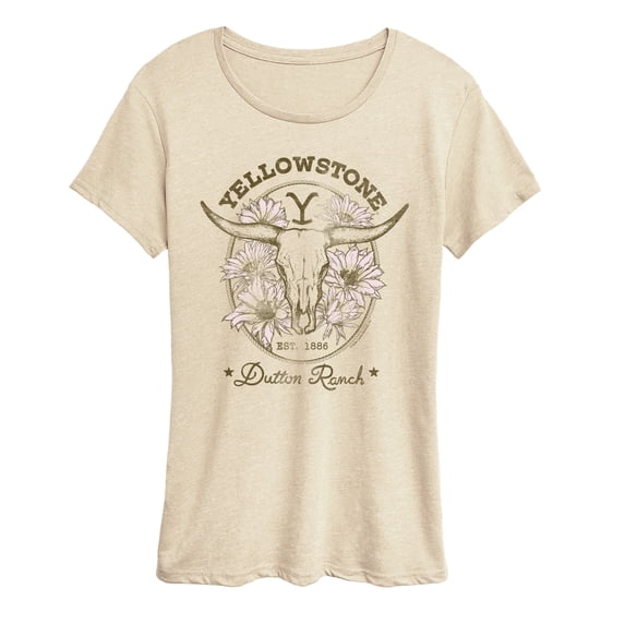 Yellowstone - Dutton Ranch Skull Flowers - Women's Short Sleeve Graphic T-Shirt
