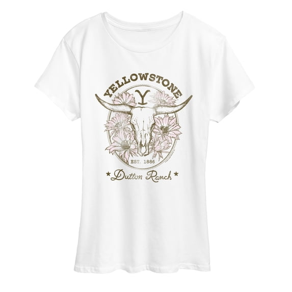 Yellowstone - Dutton Ranch Skull Flowers - Women's Short Sleeve Graphic T-Shirt