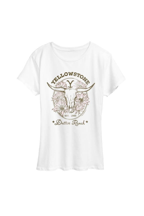 - Dutton Ranch Skull Flowers - Women's Short Sleeve Graphic T-Shirt
