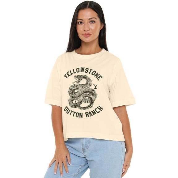 Yellowstone Dutton Ranch Snake Women's Boxy Cropped T-Shirt Casual Graphic Tee