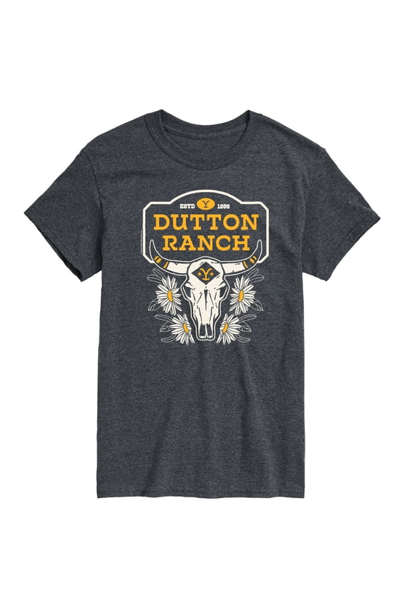 - Dutton Ranch Steer Skull Flower - Men's Short Sleeve Graphic T-Shirt