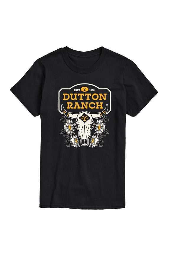 - Dutton Ranch Steer Skull Flower - Men's Short Sleeve Graphic T-Shirt