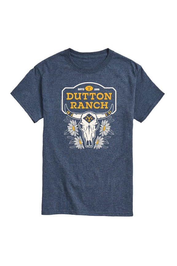 - Dutton Ranch Steer Skull Flower - Men's Short Sleeve Graphic T-Shirt