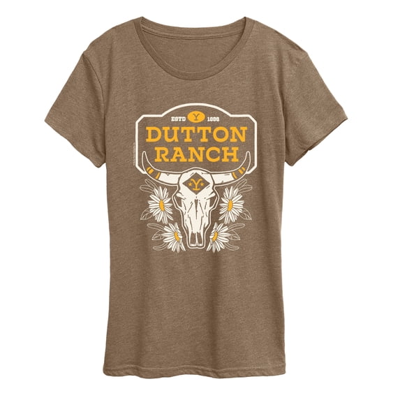 Yellowstone - Dutton Ranch Steer Skull Flower - Women's Short Sleeve Graphic T-Shirt