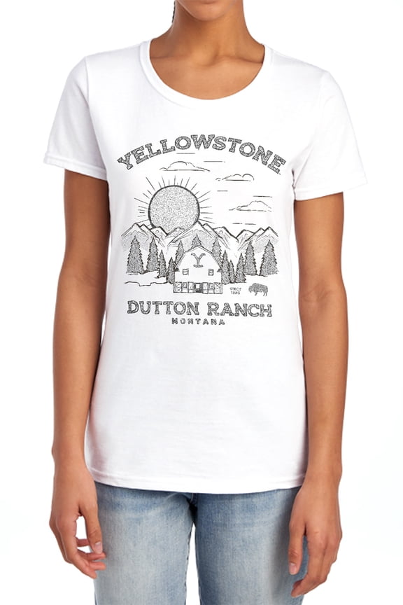 Yellowstone Dutton Ranch Sun Rise Women's T Shirt, White, Small