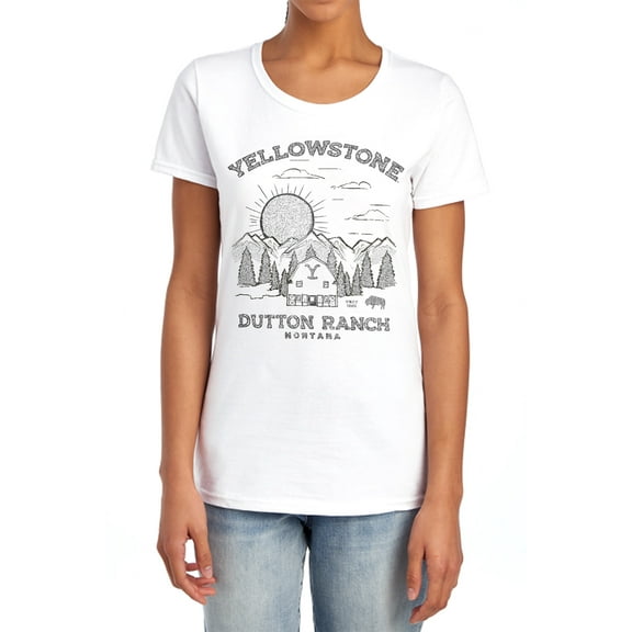 Yellowstone Dutton Ranch Sun Rise Women's T Shirt, White, X-Large