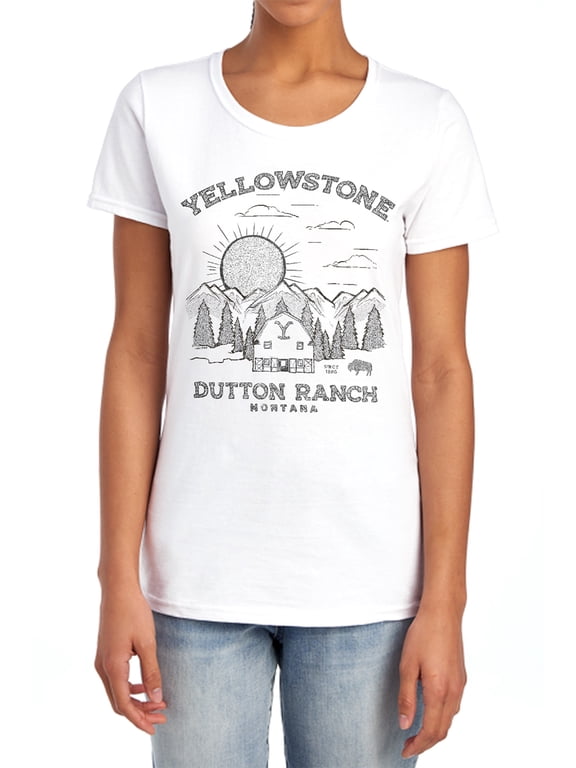 Yellowstone Dutton Ranch Sun Rise Women's T Shirt, White, X-Large