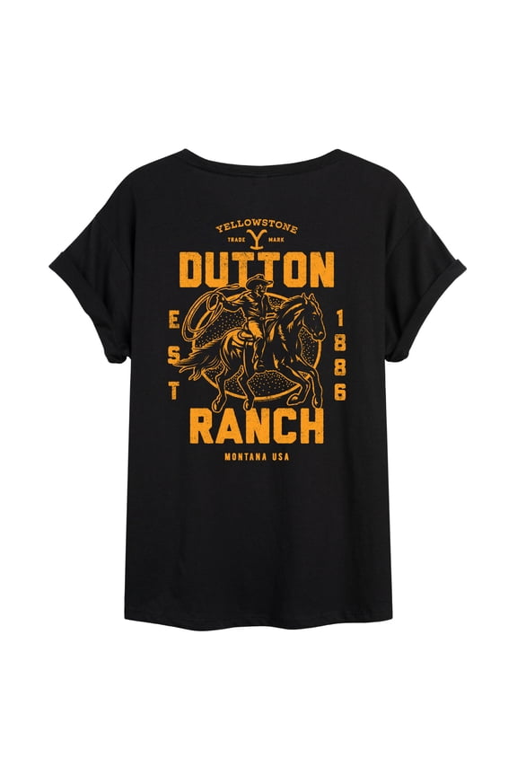 - Dutton Ranch Trademark - Juniors Oversized Graphic T-Shirt