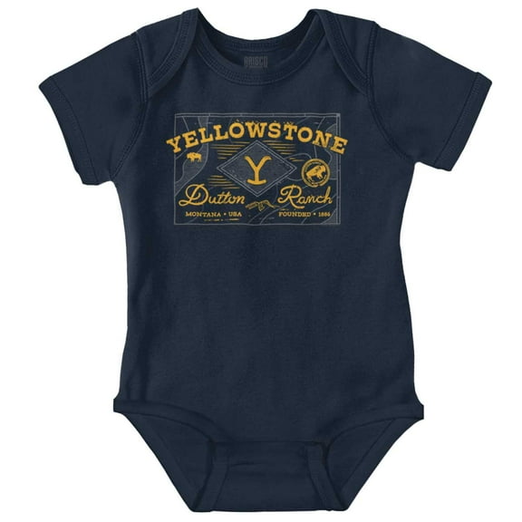 Yellowstone Dutton Ranch Y Map Romper Boys or Girls Infant Baby Brisco Brands NB