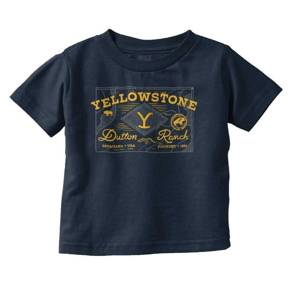 Yellowstone Dutton Ranch Y Map Toddler Boy Girl T Shirt Infant Toddler Brisco Brands 6M