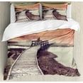 thumbnail image 1 of Yellowstone Duvet Cover Set, Wooden Pathway Deck to Steamy Geyser in Yellowstone Park Tourist Attraction Picture, Decorative 3 Piece Bedding Set with 2 Pillow Shams, Calking Size, Orange, by Ambesonne, 1 of 3