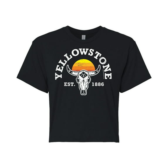 Yellowstone - EST 1886 - Juniors Cropped Cotton Blend T-Shirt