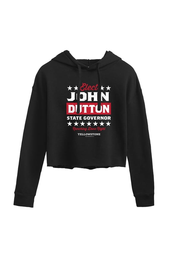- Elect John Dutton Governor - Juniors Cropped Pullover Hoodie