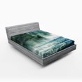 thumbnail image 1 of Ambesonne Yellowstone Fitted Sheet, River Trees Nature, Full Size, Green Blue, 1 of 2