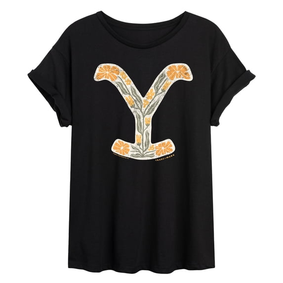 Yellowstone - Floral Logo - Juniors Oversized Graphic T-Shirt