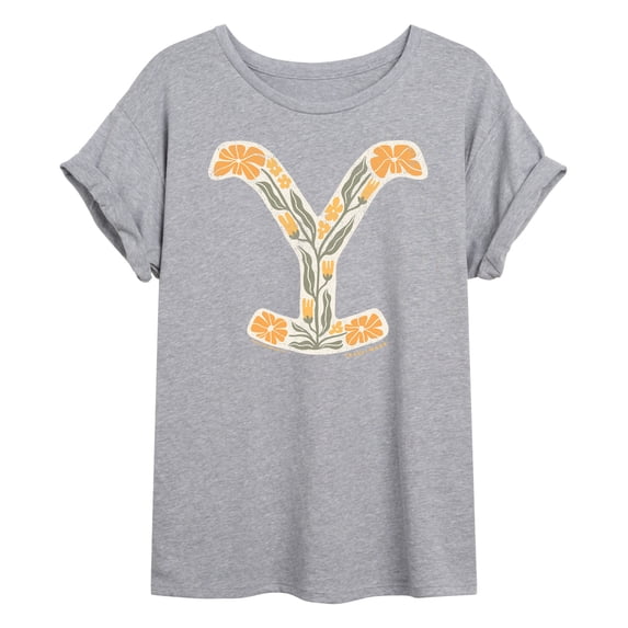 Yellowstone - Floral Logo - Juniors Oversized Graphic T-Shirt