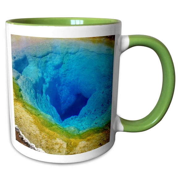 3drose, Yellowstone, Green, Blue, Yellow, 15oz Two-tone Green Mug
