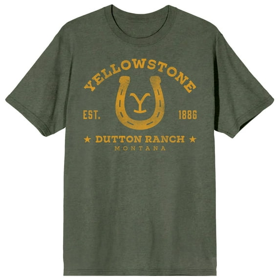Yellowstone Horseshoe Logo Adult Monterrey Sage Crew Neck Short Sleeve T-shirt-Small