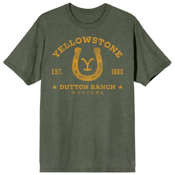 Yellowstone Horseshoe Logo Adult Monterrey Sage Crew Neck Short Sleeve T-shirt-XL